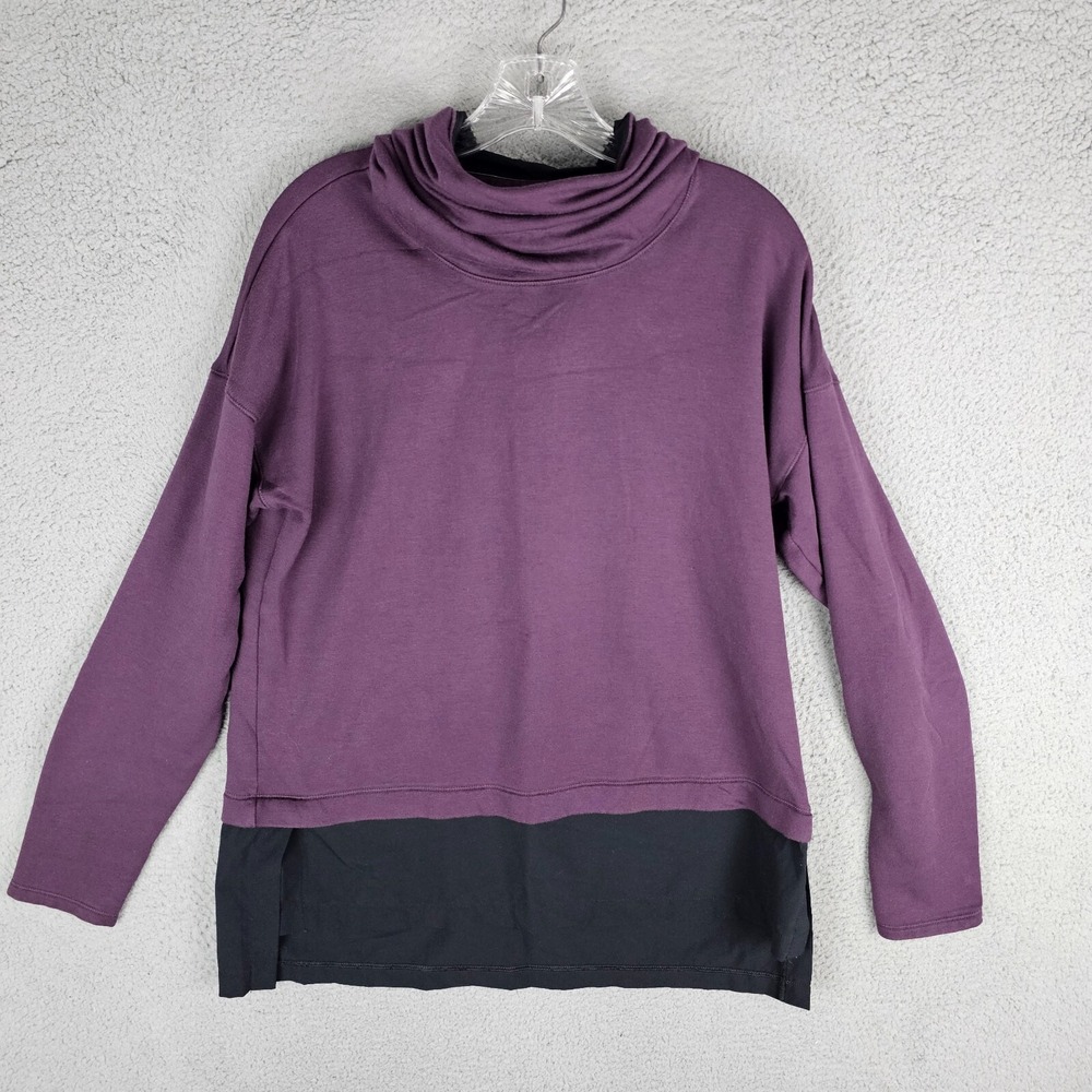 CALIA Sweatshirt Women Large Purple Funnel Neck Pullover WAX31047 Long Sleeve